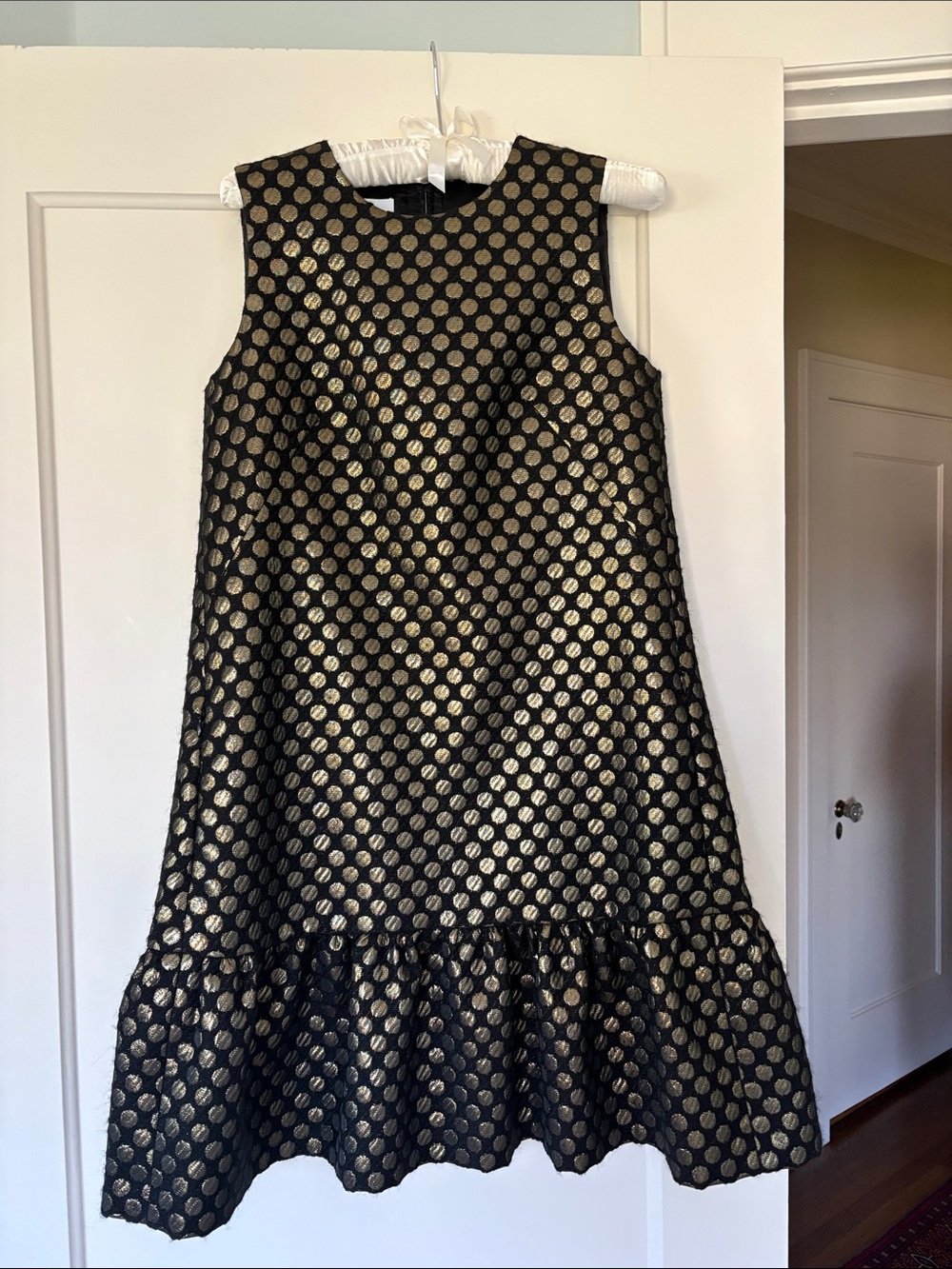 Akris Punto Black Dress with Metallic Gold Polka Dot